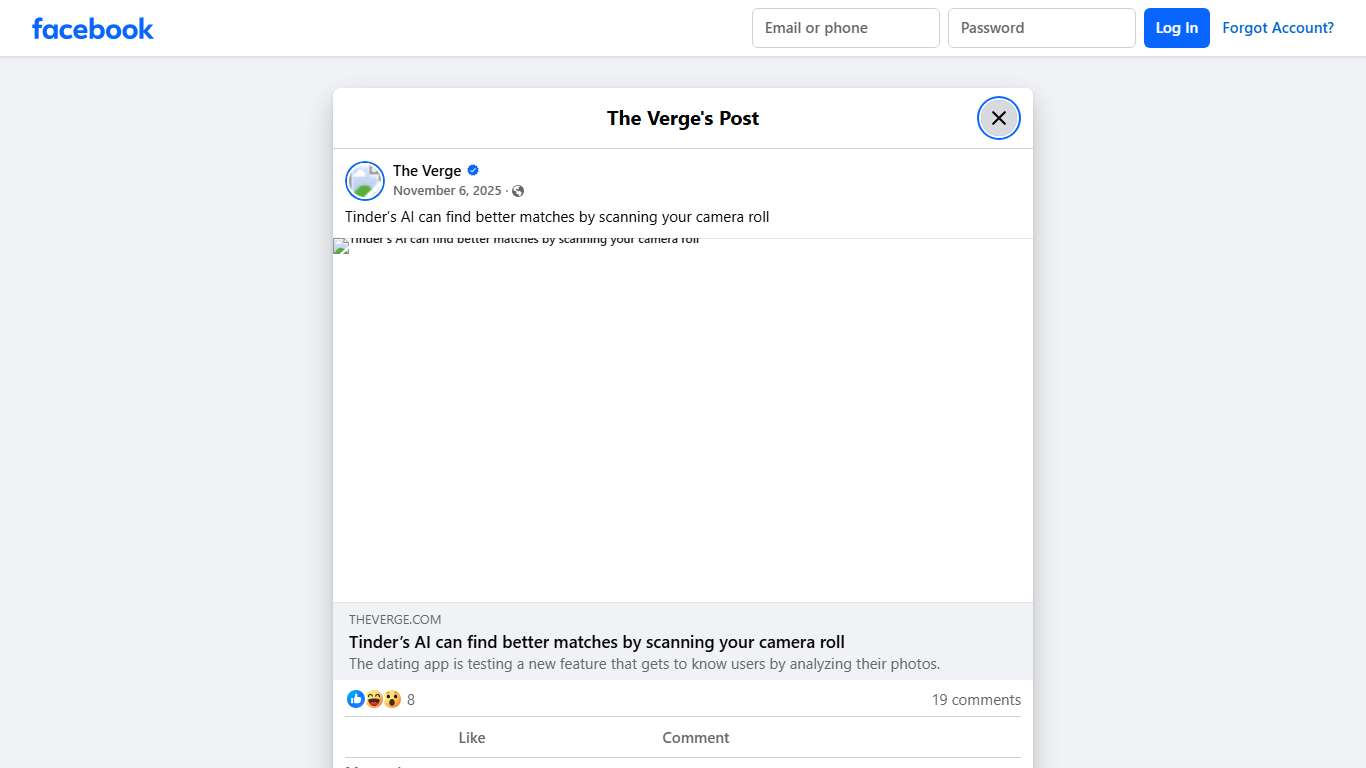 The Verge - Tinder’s AI can find better matches by... Facebook
